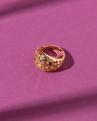 18K Plated Grid Ring