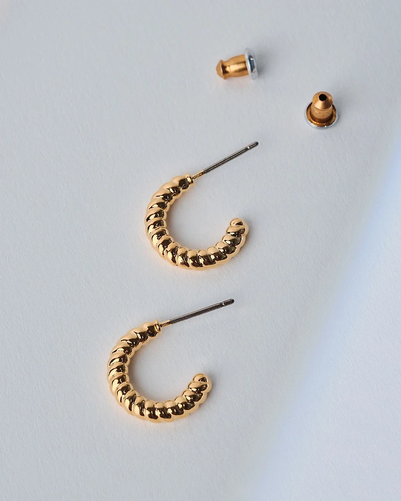 16K Plated Rope Mini Hoops