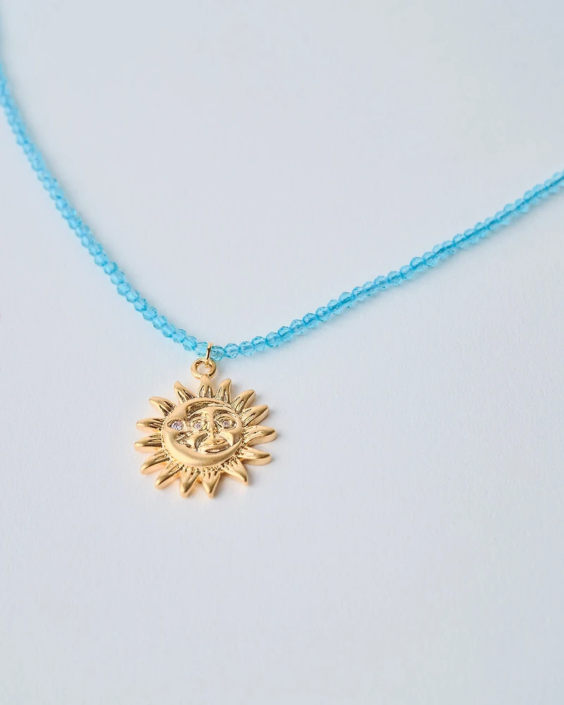 18K Plated Blu Sun Necklace