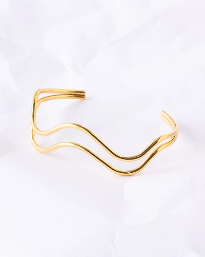 18K Plated Double Wave Cuff