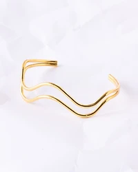 18K Plated Double Wave Cuff