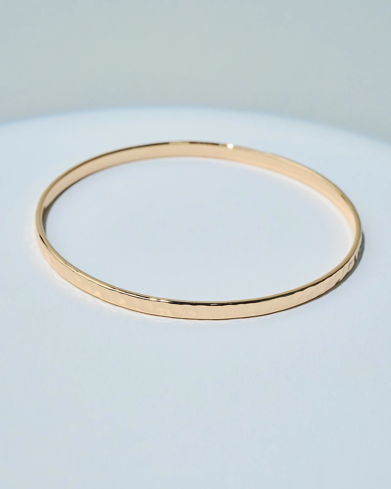 16K Plated Thin Hammered Bangle