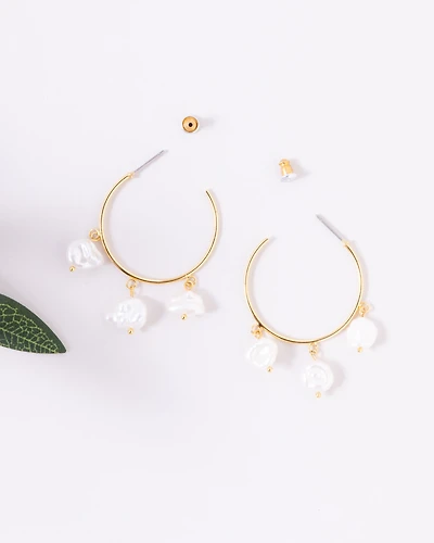 16K Plated Rowan Pearl Earrings