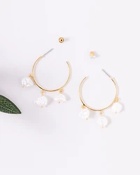 16K Plated Rowan Pearl Earrings