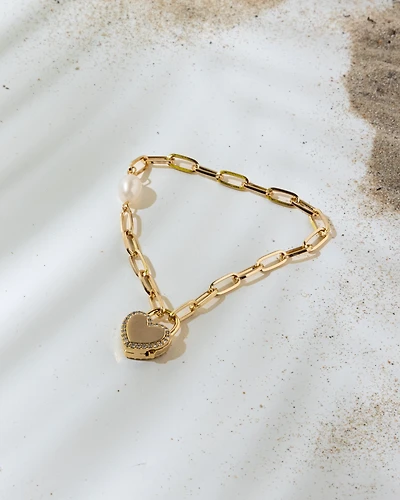 18K Plated Heart Lock Bracelet
