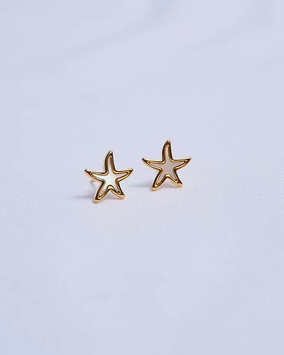 18K Plated Shell Star Earrings