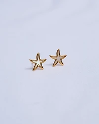 18K Plated Shell Star Earrings