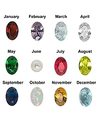 Simulated Gemstone and Cubic Zirconia Spinner Pendant 18" Birthstone Necklace in 14K Gold Plate