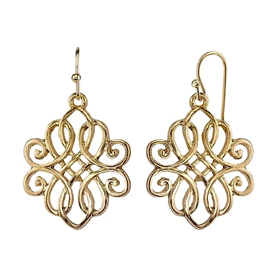 2028 Gold-Tone Filigree Drop Earrings
