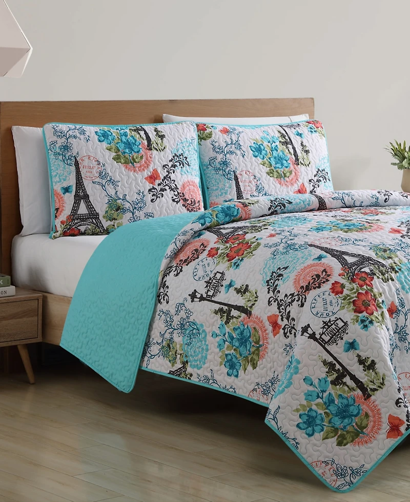 Vcny Home Eiffel Reversible 3-Pc. Quilt Set
