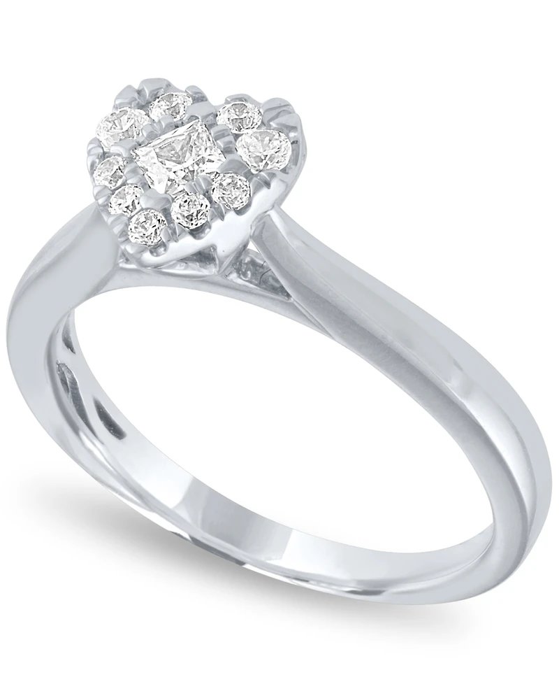 Diamond Heart Halo Ring (1/3 ct. t.w.) 14k White Gold