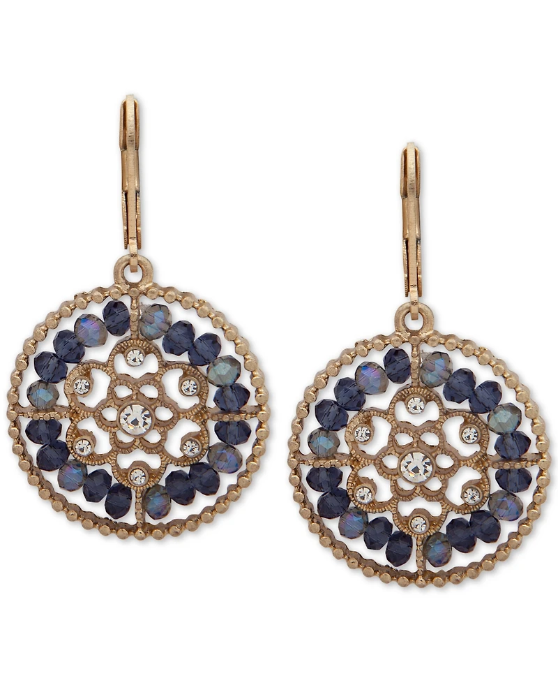 lonna & lilly Gold-Tone Crystal & Bead Openwork Drop Earrings