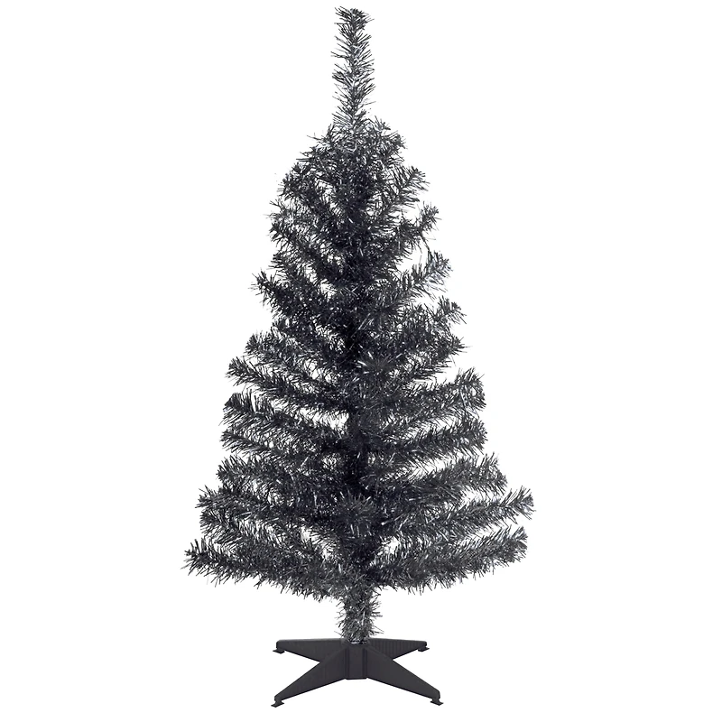 National Tree 3 ft. Black Tinsel Tree