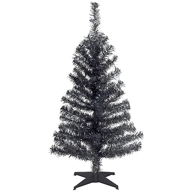 National Tree 3 ft. Black Tinsel Tree