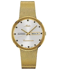 Mido Men's Swiss Automatic Commander Gold-Tone Pvd Stainless Steel Mesh Bracelet Watch 37mm