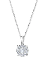 2-Pc. Diamond (1 ct. t.w.) Halo 18" Pendant Necklace & Matching Stud Earring Set in 14k White or Yellow Gold