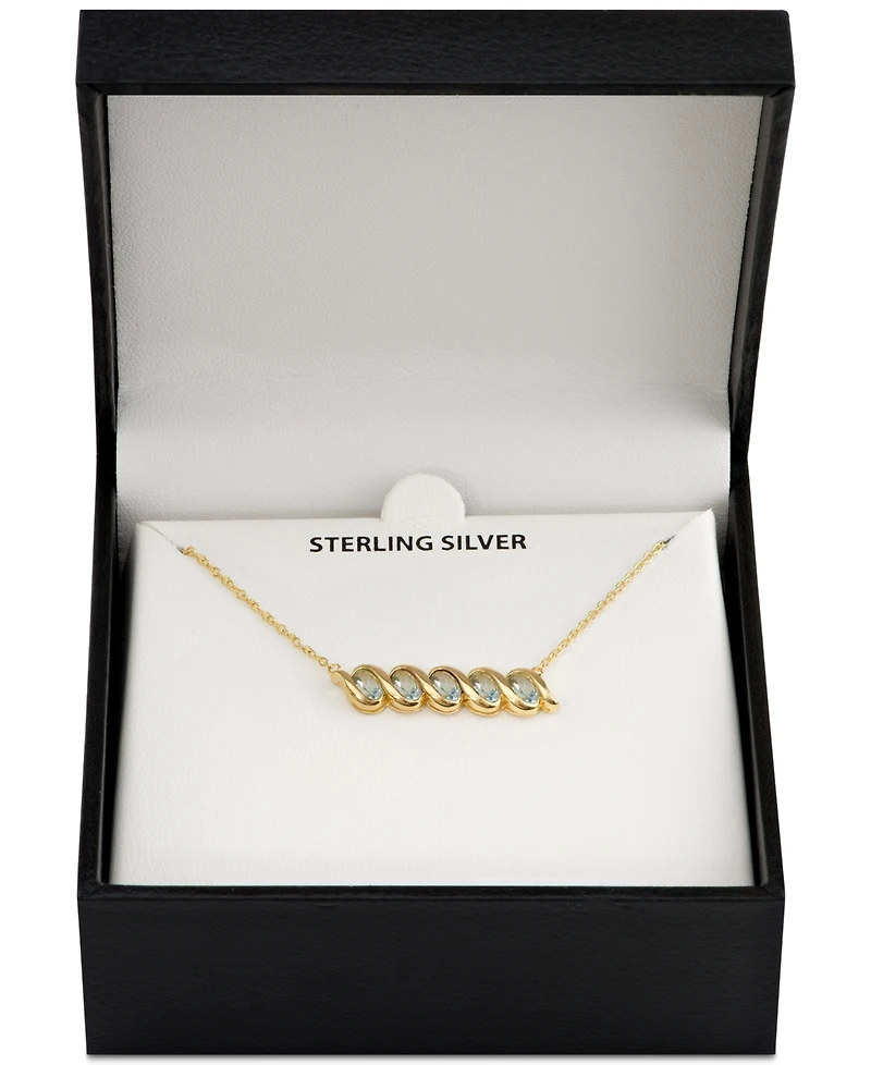 Gemstone 18" Pendant Necklace set in 18k Gold-Plated Sterling Silver