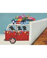 Liora Manne Front Porch Indoor/Outdoor Happy Howlidays Red 2' x 3' Area Rug