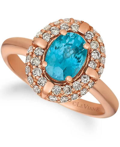 Le Vian Blue Zircon (1 1/4 ct.t.w.) and Nude Diamonds (5/8 ct.t.w.) Ring set in 14k rose gold