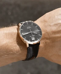 Mido Men's Swiss Automatic Commander Ii BigDate Black Leather Strap Watch 42mm