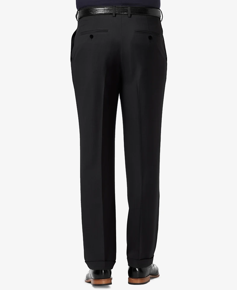 Haggar Men's Premium Comfort Stretch Classic-Fit Solid Pleated Dress Pants