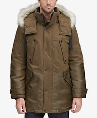 Marc New York Men's Mixed-Media Parka with Removable Hood