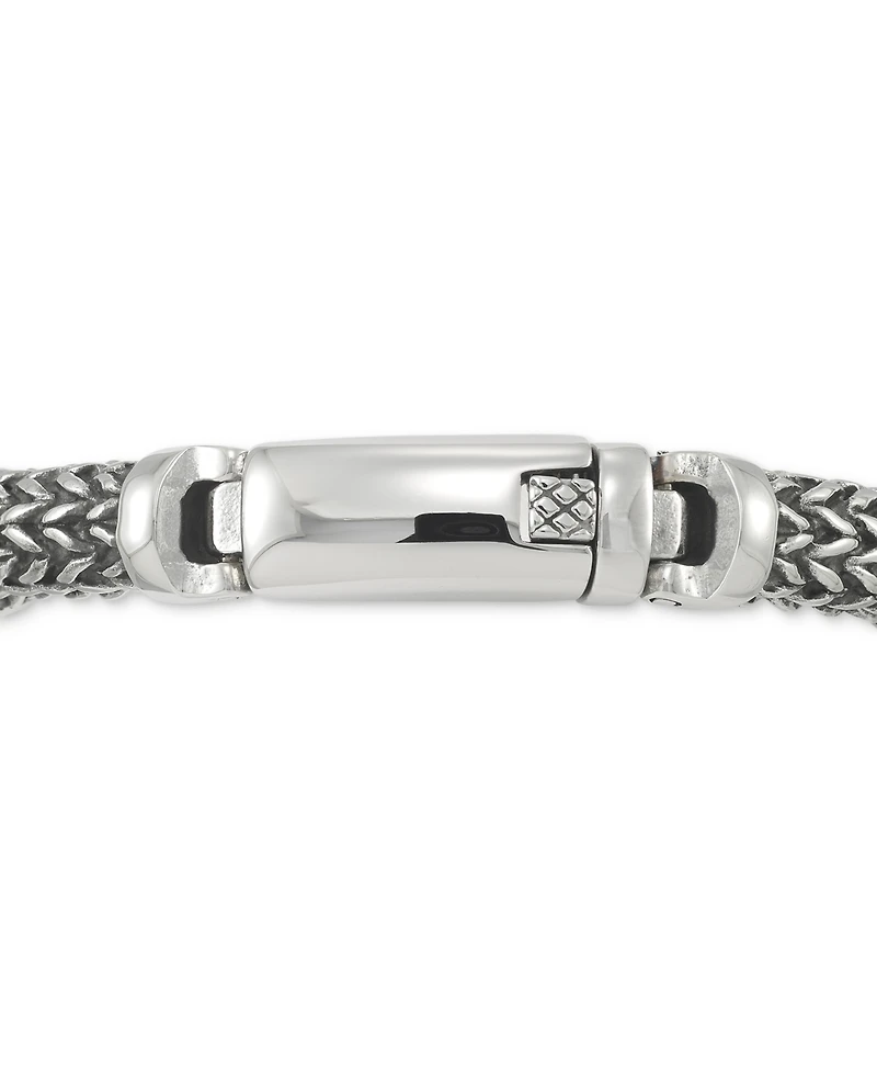 Legacy for Men by Simone I. Smith Black Leather Bracelet Stainless Steel