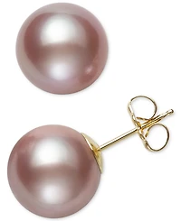 Belle de Mer Pearl Earrings, 14k Gold Cultured Freshwater Pearl Stud Earrings (10mm) (Also Available in Pink Cultured Freshwater Pearl)