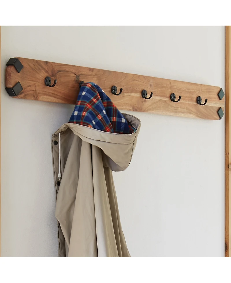 Ryegate Natural Live Edge Solid Wood With Metal Wall Coat Hook