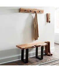 Alpine Natural Live Edge Wood 36" Coat Hooks