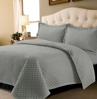 Tribeca Living Brisbane Microfiber Solid Oversized Quilt Sets