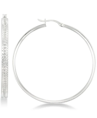 Simone I. Smith Textured Hoop Earrings in Sterling Silver