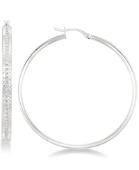 Simone I. Smith Textured Hoop Earrings in Sterling Silver