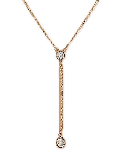Dkny Gold-Tone Crystal Lariat Necklace, 16" + 3" extender