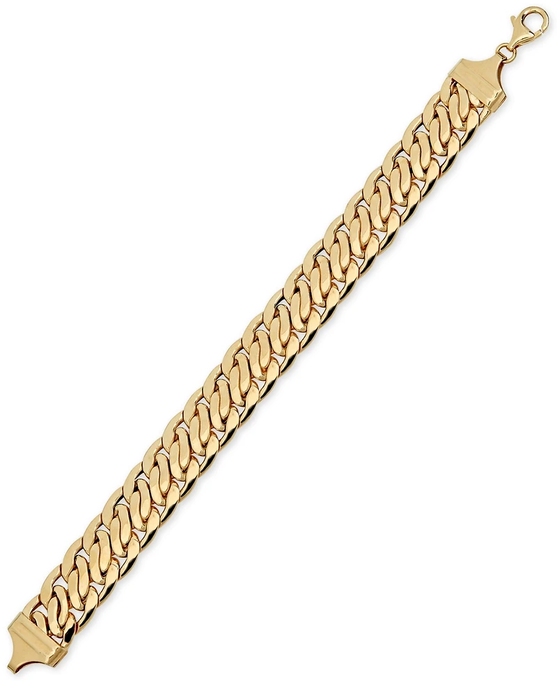 Wide Fancy Link Chain Bracelet in 14k Gold