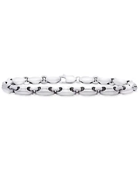 Men's Polished Rounded Link Bracelet in Sterling Silver