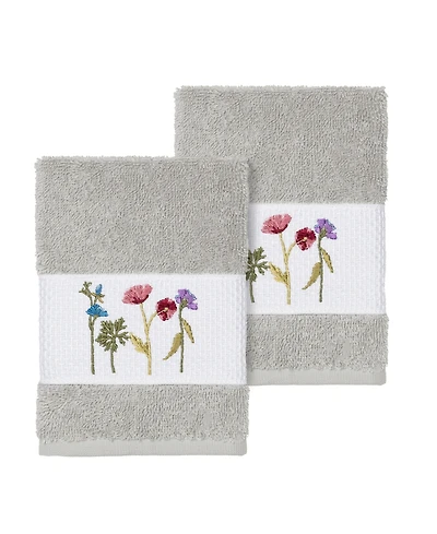 Linum Home Serenity 2-Pc. Embellished Washcloth Set
