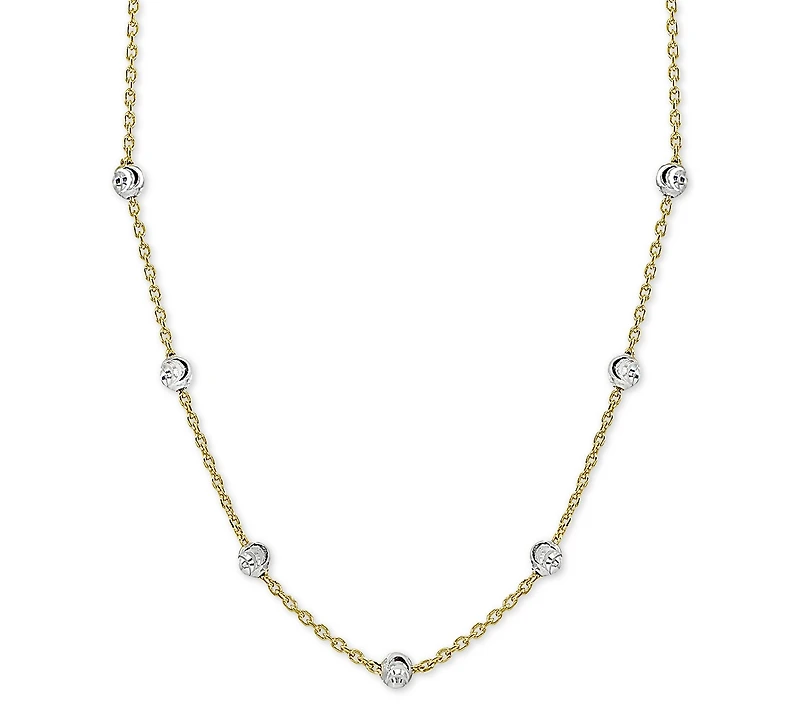 Giani Bernini Beaded Station Chain Necklace 18k Gold-Plated Silver, or Rose Silver Sterling 18" + 2" extender, Created fo