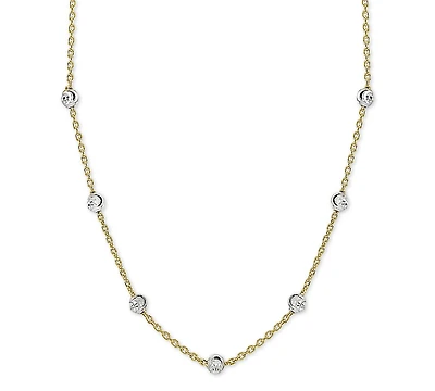 Giani Bernini Beaded Station Chain Necklace 18k Gold-Plated Silver, or Rose Silver Sterling 18" + 2" extender, Created fo