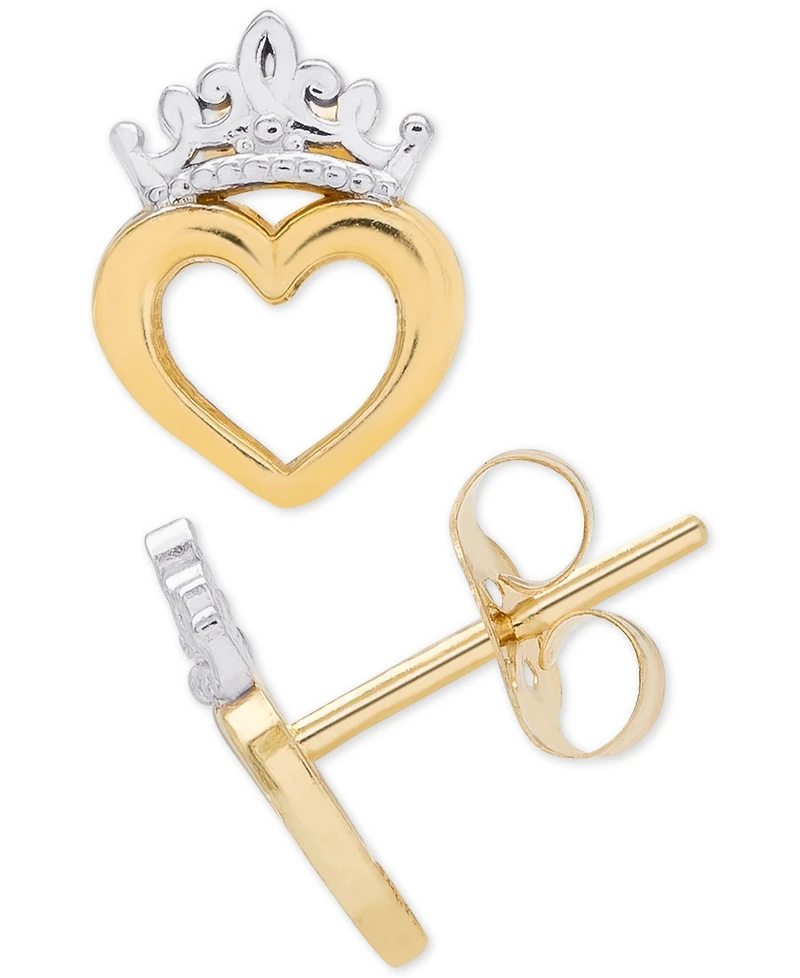Disney Children's Tiara Heart Stud Earrings in 14k Gold