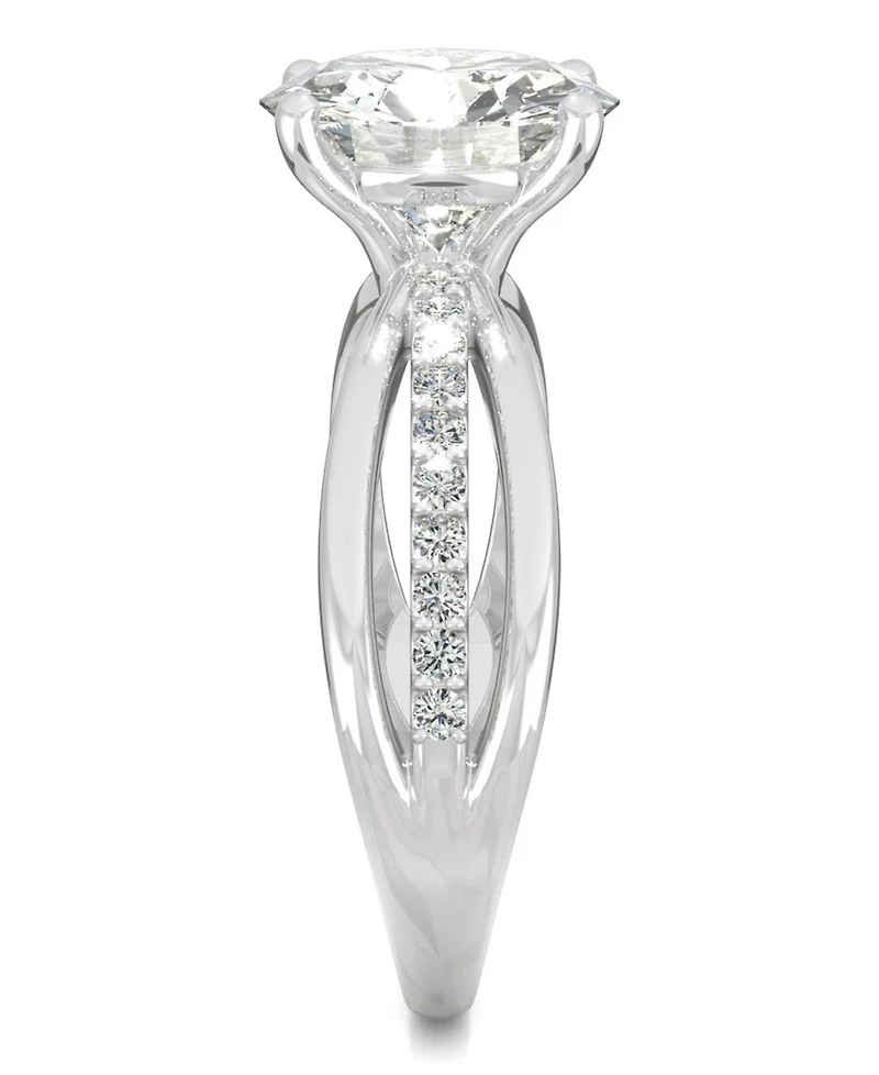 Moissanite Round Solitaire with Sides Ring (2-9/10 ct. tw. Diamond Equivalent) 14k White Gold
