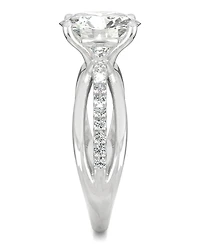 Moissanite Round Solitaire with Sides Ring (2-9/10 ct. tw. Diamond Equivalent) 14k White Gold