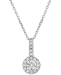 Diamond Halo Adjustable Pendant Necklace (1/3 ct. t.w.) in 14k White Gold