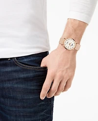 Tissot Unisex Swiss Heritage Visodate Beige Leather Strap Watch 40mm