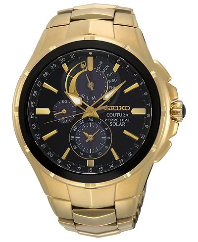 Seiko Men's Solar Chronograph Coutura Gold-Tone Stainless Steel Bracelet Watch 44mm