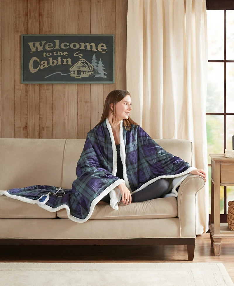 Woolrich Brewster Oversized Mink to Berber Electric Throw, 60" x 70"