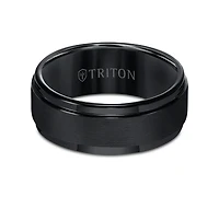 Triton Brush Finish Edged Comfort Fit Band Tungsten Carbide