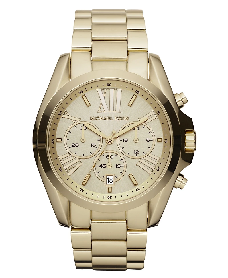 Michael Kors Unisex Chronograph Bradshaw Gold-Tone Stainless Steel Bracelet Watch 43mm MK5605