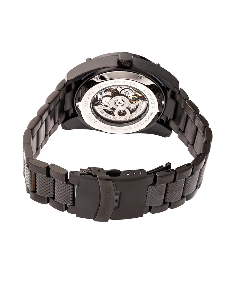 Heritor Automatic Daniels Black Stainless Steel Watches 43mm