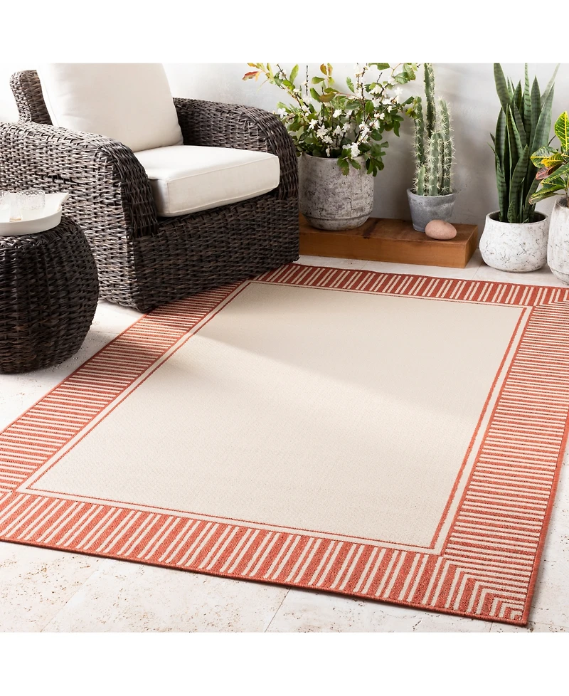 Livabliss Alfresco Alf-9683 Burnt Orange 6' x 9' Area Rug, Indoor/Outdoor